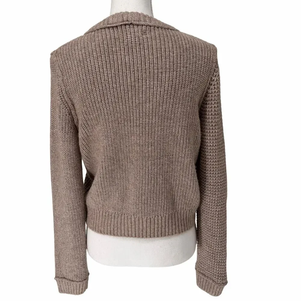 American Eagle Cable-Knit Waffle-Knit Cropped Pullover Sweater Sz Large